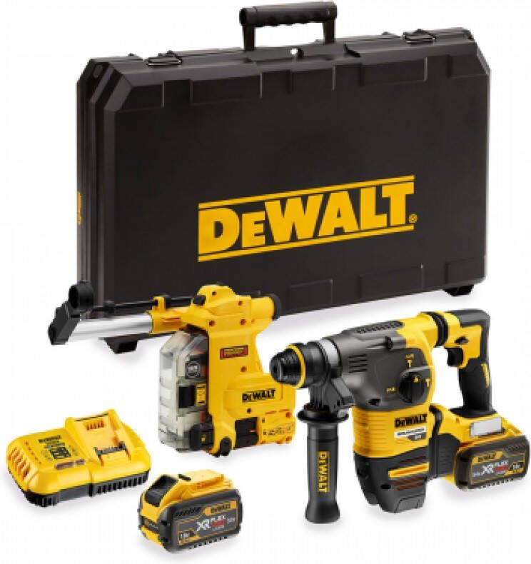 DeWalt DCH335X2-QW Accucombihamer SDS-Plus FlexVolt 54V 9 0Ah Li-Ion + D25304DH Afzuiging DCH335X2-QW