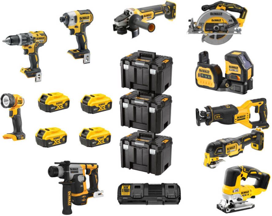 DeWalt DCK1012P4T-QW | 10-delige Combopack | XR 18 Volt | 5 0 Ah | Li-Ion | 4 accu&apos;s DCK1012P4T-QW