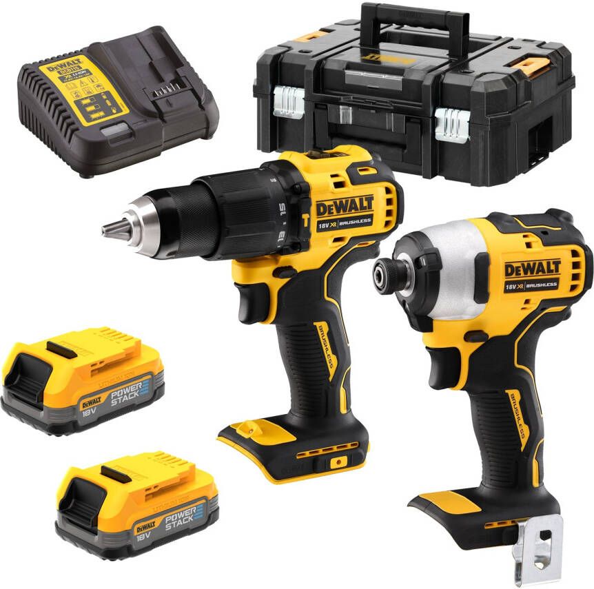 DeWalt DCK2062E2T | Accu Combiset | Set | DCD709 + DCF809 | 2 x 18V XR Powerstack + lader | in TSTAK DCK2062E2T-QW