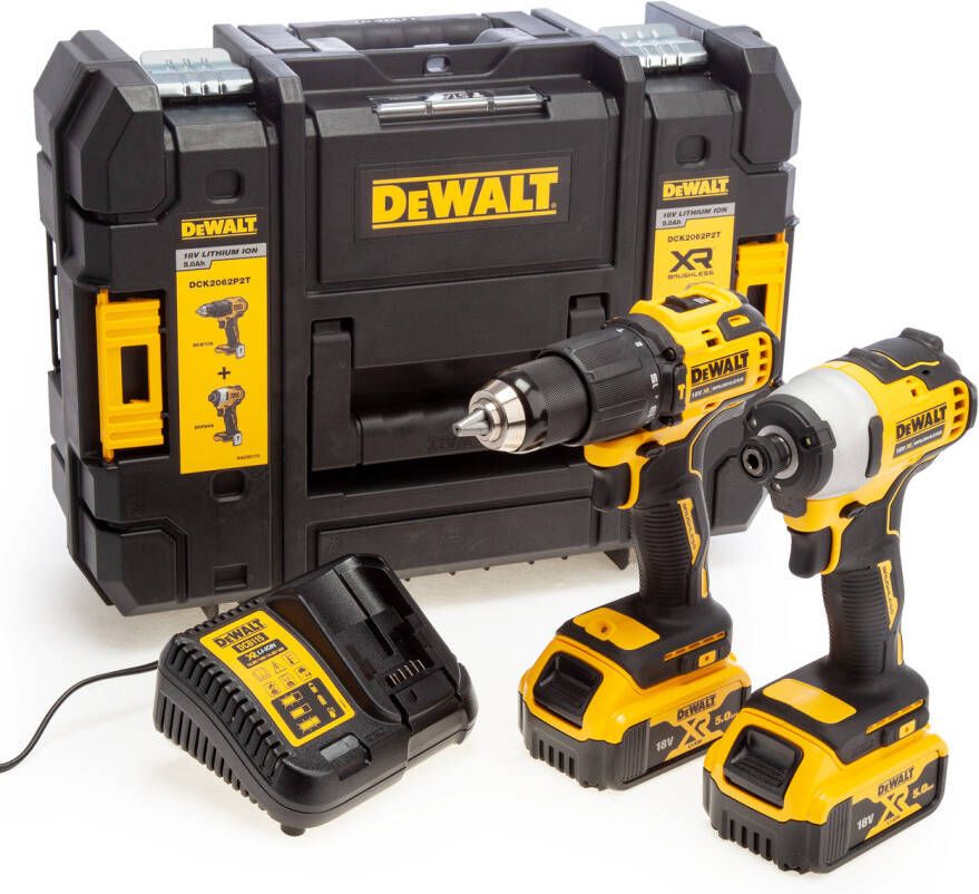 DeWalt DCK2062P2T Comboset 18V 5 0Ah Li-Ion DCD709 Accuklopboormachine + DCF809 Slagschroevendraaier DCK2062P2T