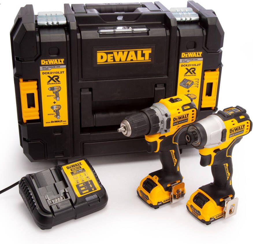 DeWalt DCK2110L2T actieset DCD701 boorschroefmachine + DCF801 slagschroevendraaier 12v 3 0Ah XR DCK2110L2T-QW