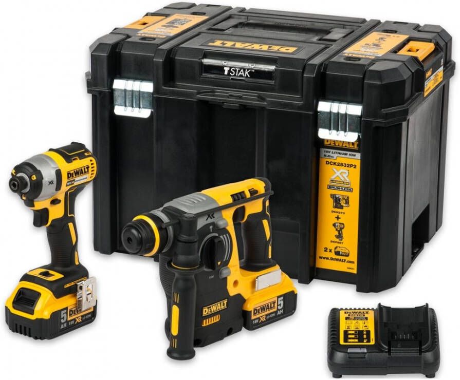 DeWalt DCK2532P2 Combiset DCH273 Brushless SDS+ Combihamer + DCF887 slagschroevendraaier 18V XR Li-ion DCK2532P2