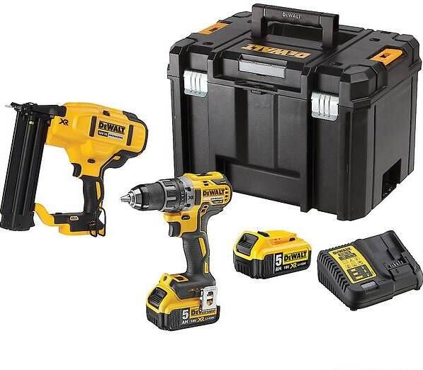 DeWalt DCK282P2T | Combiset | Schroef-boormachine DCD791 + 18Ga Afwerktacker DCN680 | 18V XR | Brushless 2x5.0Ah | in TSTAK DCK282P2T-QW