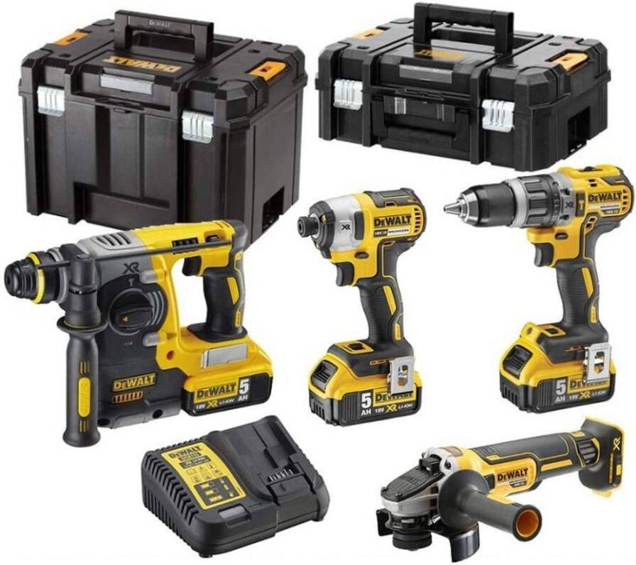 DeWalt DCK422P3T accu set | DCD796 + DCF887 + DCG405 en DCH273 in T-Stak koffers | 18v 5.0Ah Li-ion DCK422P3T-QW