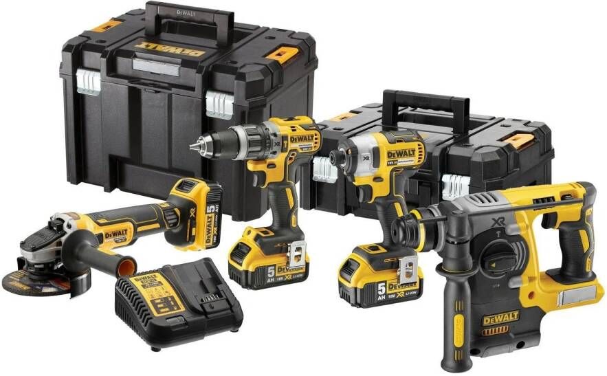 DeWalt DCK422P3T accu set | DCD796 + DCF887 + DCG405 en DCH273 in T-Stak koffers | 18v 5.0Ah Li-ion DCK422P3T-QW