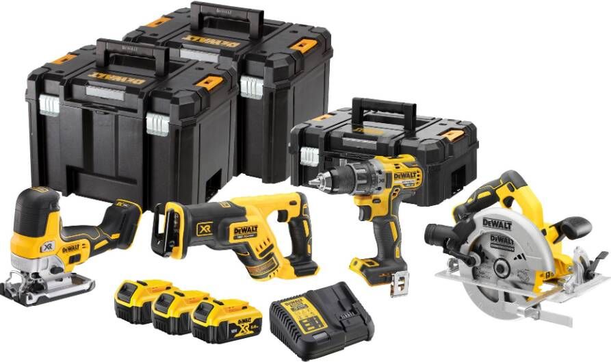 DeWalt DCK480P3T | Combiset | DCD791 + DCS335 + DCS570 + DCS367 | XR 18 Volt | 3 x 5 0 Ah Li-Ion | in TSTAK DCK480P3T-QW