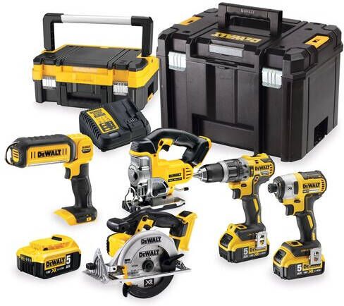 DeWalt DCK551P3T-QW | 18V XR 5-delige Combiset | DCD796 + DCF887 + DCS391 + DCS331 + DCL050 | 3x 5.0Ah accu en lader | 2 x TSTAK DCK551P3T-QW