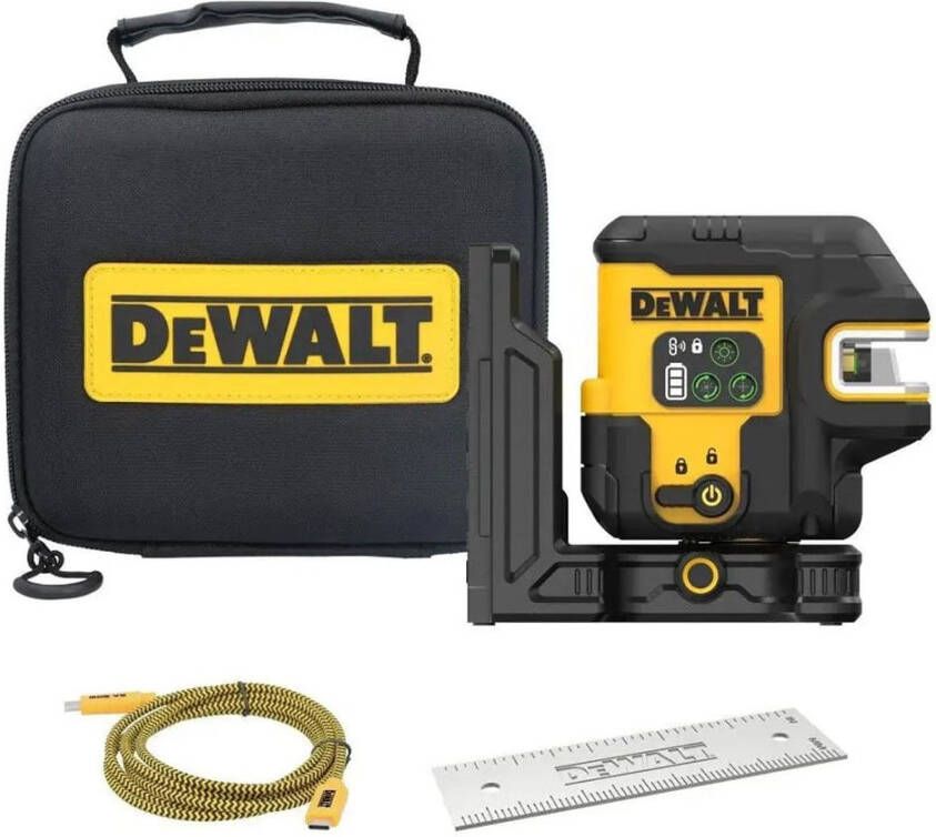 DeWalt DCLE14251GB-XJ Kruislijnlaser | + 5 Spot Groene laserstraal met USB-C laadpoort  DCLE14251GB-XJ