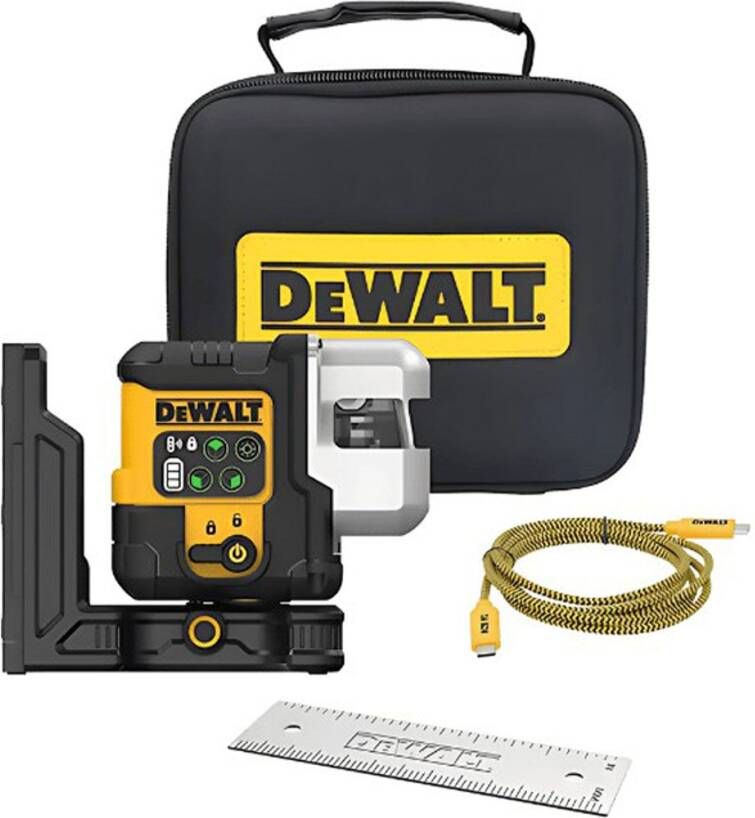 DeWalt DCLE14301GB-XJ 3x180° Groene Kruislijnlaser met USB-C laadpoort DCLE14301GB-XJ