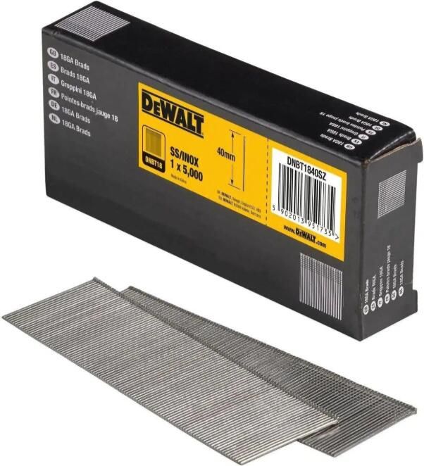DeWalt Accessoires Brads 1.25-40mm Inox RVS 18 Gauge 5000 stuks DNBT1840SZ