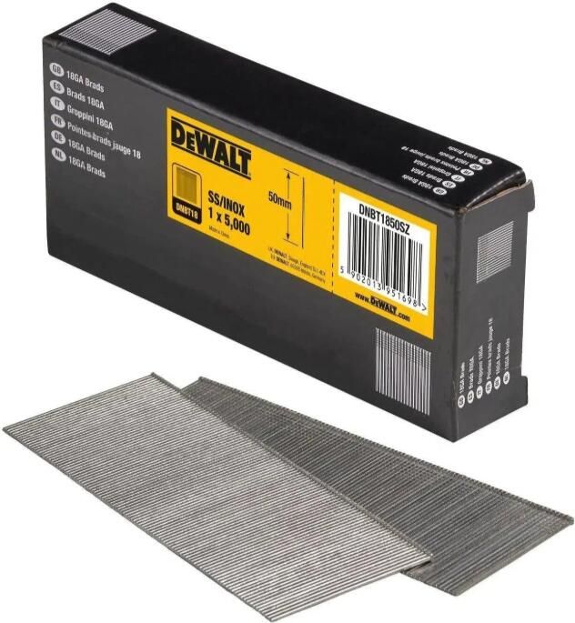 DeWalt Accessoires Brads 1.25-50mm Inox RVS 18 Gauge 5000 stuks DNBT1850SZ