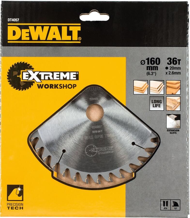 DeWalt Accessoires Cirkelzaagblad 160x20x36t wisseltand positief 10° kerf 2 6mm DT4057-QZ - Foto 2