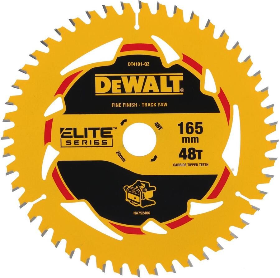 DeWalt Accessoires DT4101-QZ ELITE cirkelzaagblad 165x20mm 48T voor afwerking DT4101-QZ