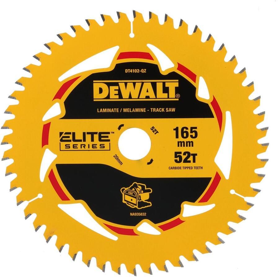 DeWalt Accessoires DT4102-QZ ELITE cirkelzaagblad 165x20mm 52T voor laminaat DT4102-QZ
