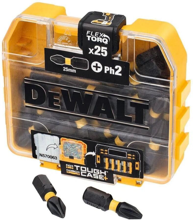 DeWalt Accessoires DT70555T-QZ Schroefbits FLEXTORQ PH2 25mm 25stuks in TOUGH CASE TicTac DT70555T-QZ