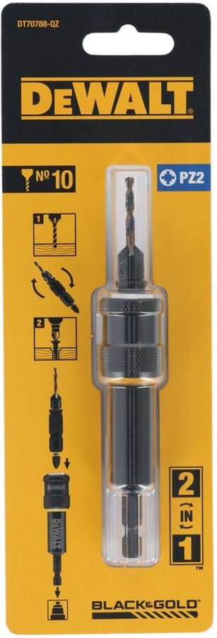 DeWalt Accessoires DT70788-QZ Flip&Drive Snelkoppeling nr 10 voorboor verzinkboor en schroefbit PZ2 DT70788-QZ