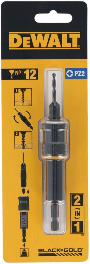DeWalt Accessoires DT70789-QZ Flip&Drive Snelkoppeling nr 12 voorboor verzinkboor en schroefbit PZ2 DT70789-QZ