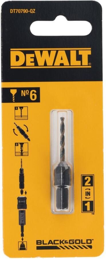 DeWalt Accessoires DT70790-QZ Flip&Drive Voorboor en verzinkboor nr 6 met 4 snijkanten voor 3mm schroeven DT70790-QZ