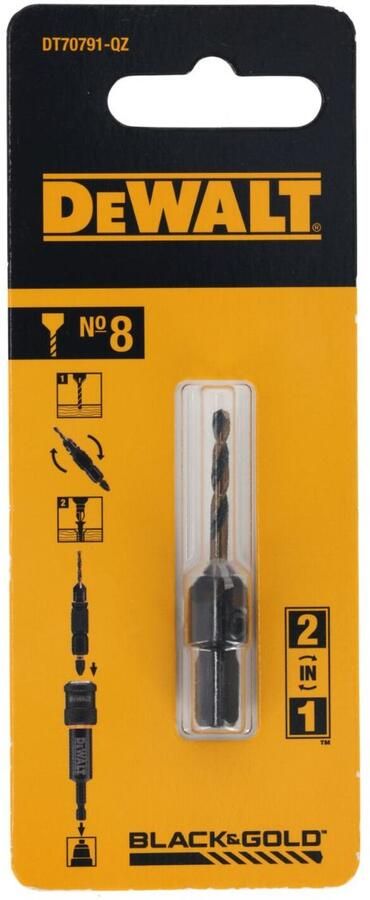 DeWalt Accessoires DT70791-QZ Flip&Drive Voorboor en verzinkboor nr 8 met 4 snijkanten voor 4mm schroeven DT70791-QZ