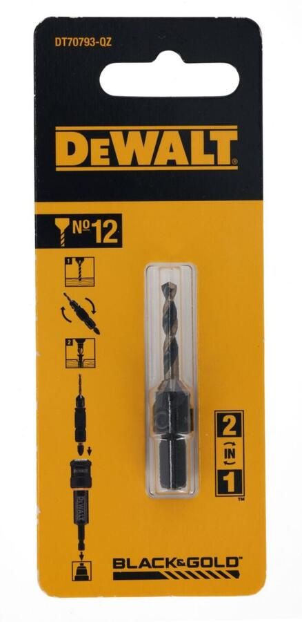 DeWalt Accessoires DT70793-QZ Flip&Drive Voorboor en verzinkboor nr 12 met 4 snijkanten voor 6mm schroeven DT70793-QZ