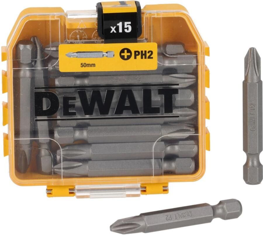 DeWalt Accessoires DT70912-QZ Schroefbits PH2 50mm 15stuks in TOUGH CASE TicTac DT70912-QZ