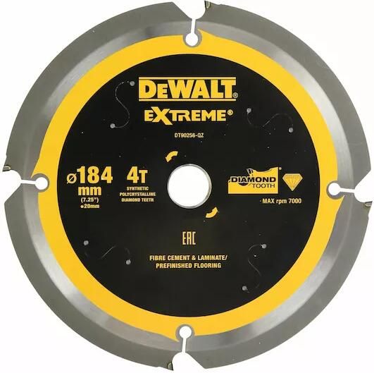 DeWalt Accessoires DT90256-QZ PCD cirkelzaagblad 184x20 16mm 4T voor laminaat vezelcement DT90256-QZ