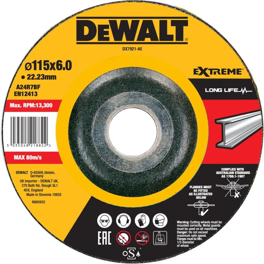 DeWalt Accessoires DX17921-XJ Afbraamschijf EXTREME voor metaal 115x22 2x6 0mm DX17921-XJ