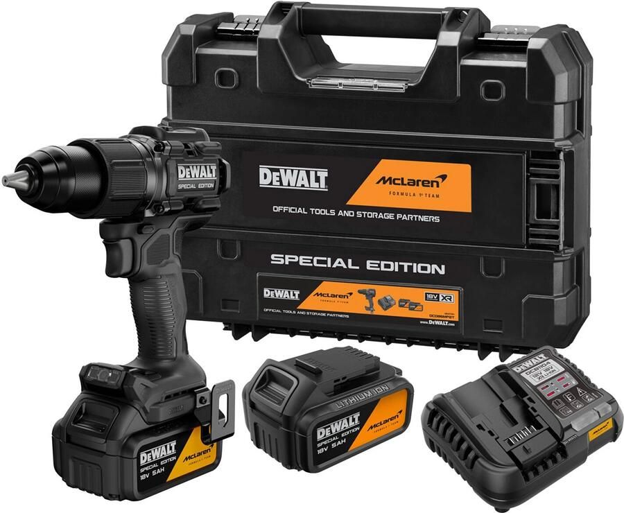 DeWalt DCD86MP2T-QW | XR x McLaren brushless accu schroef- klopboormachine 18V in TSTAK (2x 5.0Ah accu + lader) DCD86MP2T-QW