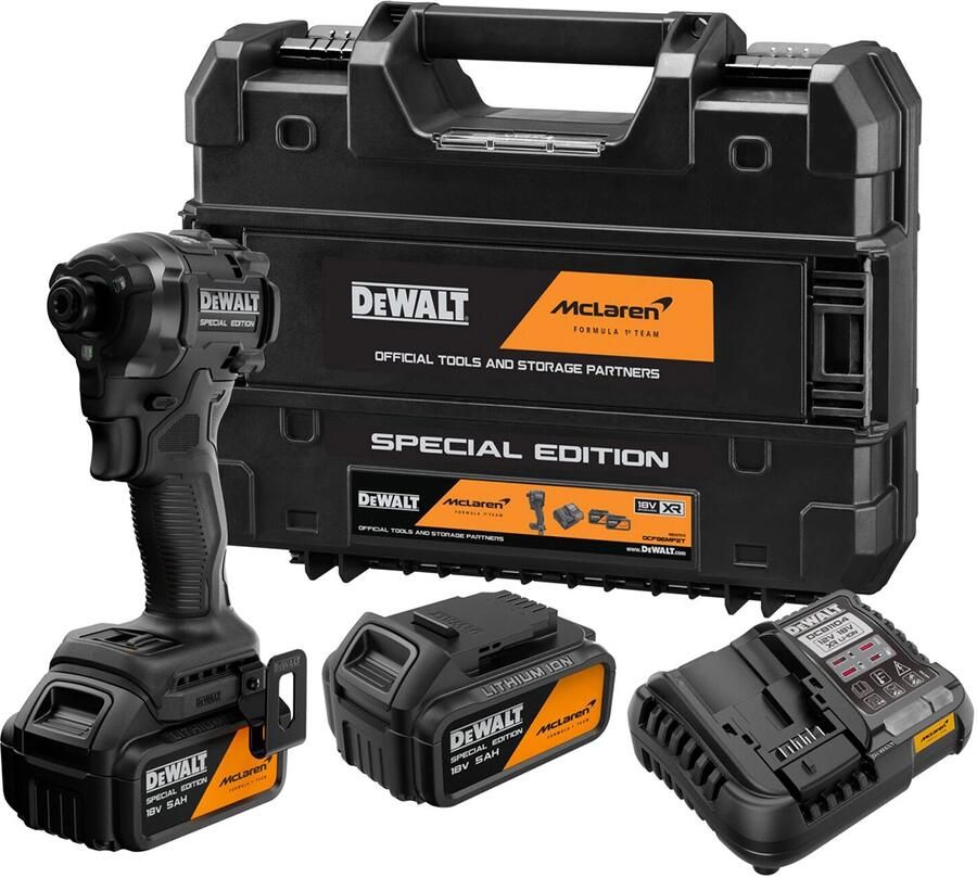 DeWalt DCF86MP2T-QW | XR x McLaren brushless accu slagschroevendraaier 18V in TSTAK (2x 5.0Ah accu + lader) DCF86MP2T-QW