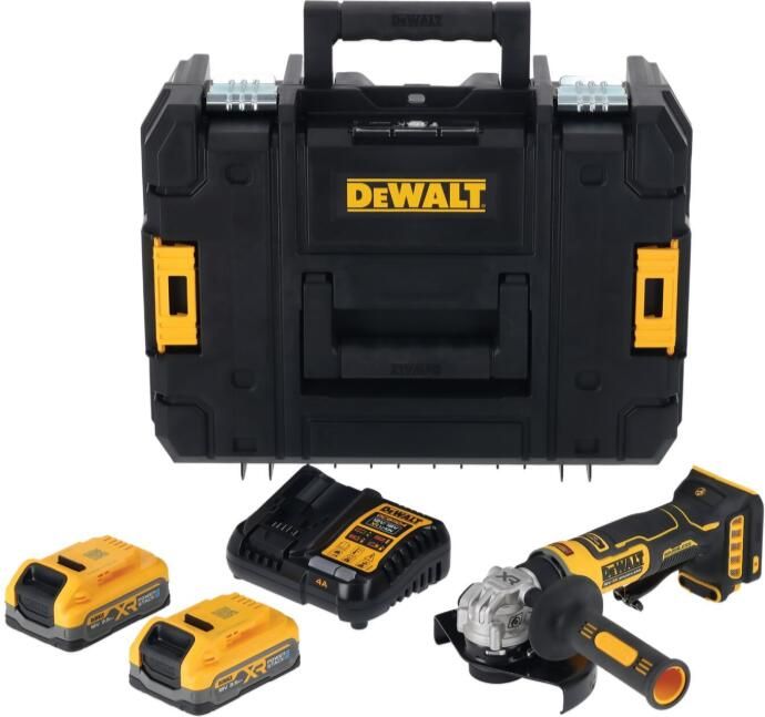 DeWalt DCG404S2T-QW Accu Haakse Slijper | 125 mm | 18V XR | POWERSTACK 3.5Ah | Met accu's en lader in TSTAK DCG404S2T-QW