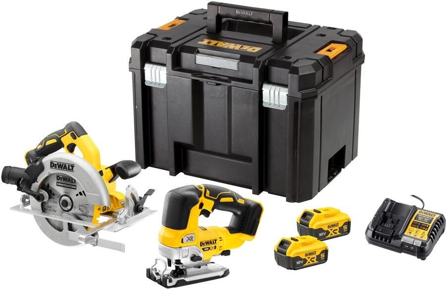 DeWalt DCK2012P2T 18v XR Zaag Twin Kit | DCS570+DCS334 | 2 x 5Ah DCK2012P2T-QW