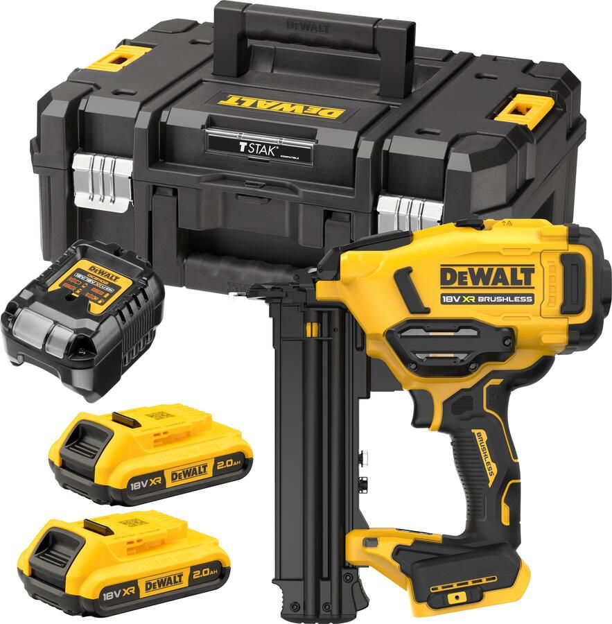 DeWalt DCN210SD2-QW 18V XR 18Ga BL Minibrad afwerktacker | 2x 2.0Ah 18V XR accu's + lader | in TSTAK koffer DCN210SD2-QW