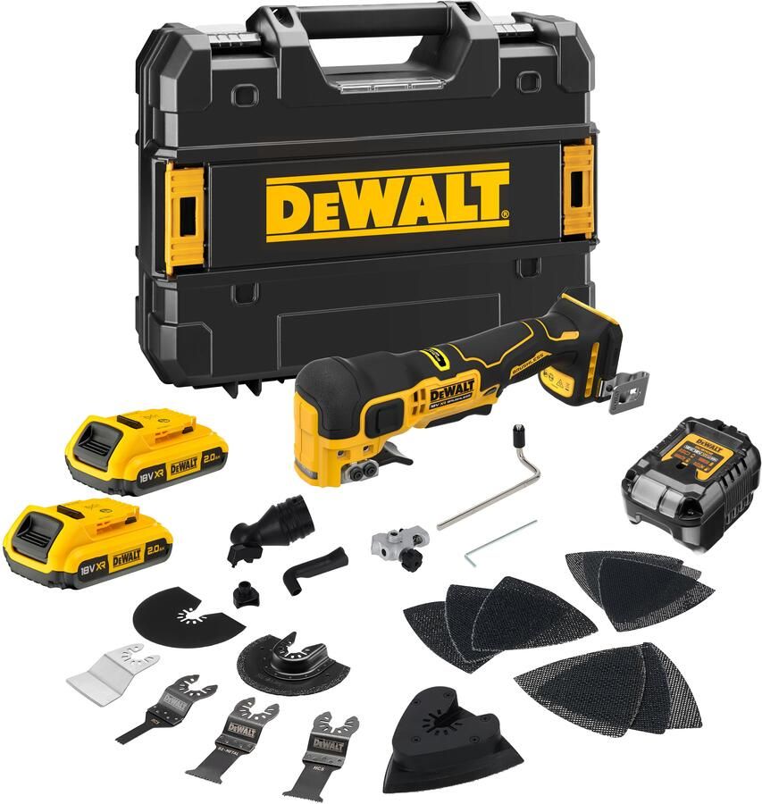 DeWalt DCS358D2-QW 18V XR Brushless Oscillerende Multitool Compact | 2x 2.0Ah 18V XR accu's + lader DCS358D2-QW