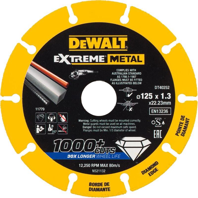 DeWalt DT40252 Extreme Metal Diamantschijf | 125 x 22.23 x 1.3 mm DT40252-QZ