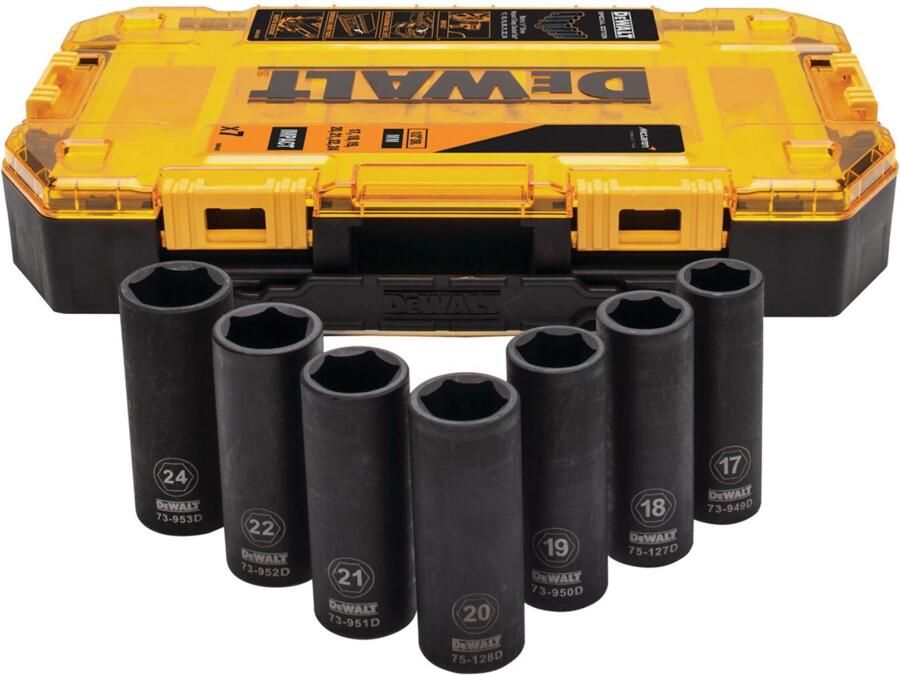DeWalt DT70905-QZ Doppenset IMPACT McLaren 1 2" lang 7-delig in stevige organiser DT70905-QZ