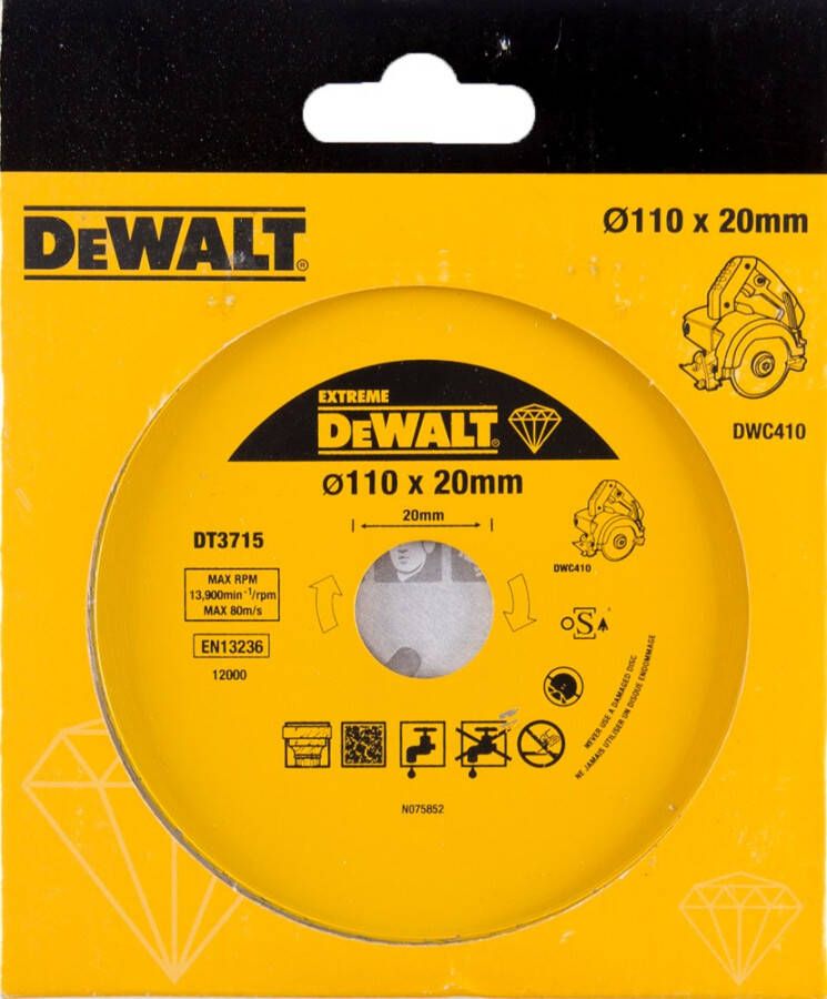 DeWalt Accessoires Diamantblad EXTREME voor tegels Ø110x20mm (DWC410) DT3715-QZ