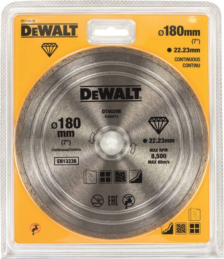 DeWalt Accessoires Diamantblad met gesloten rand Ø180mm 22.2mm DT40206-QZ