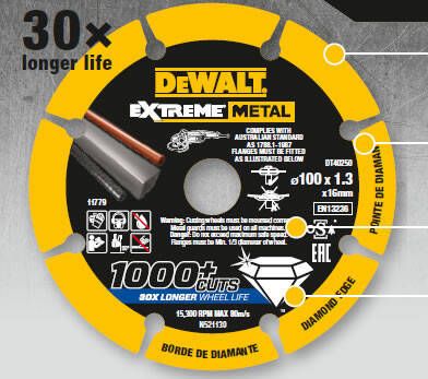 DeWalt DT40252 Extreme Metal Diamantschijf | 125 x 22.23 x 1.3 mm DT40252-QZ