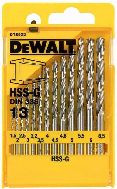 DeWalt Accessoires Cassette 13-delig HSS-G Metaalboor (Ø1 5mm-6 5mm) per 0 5mm DT5922-QZ