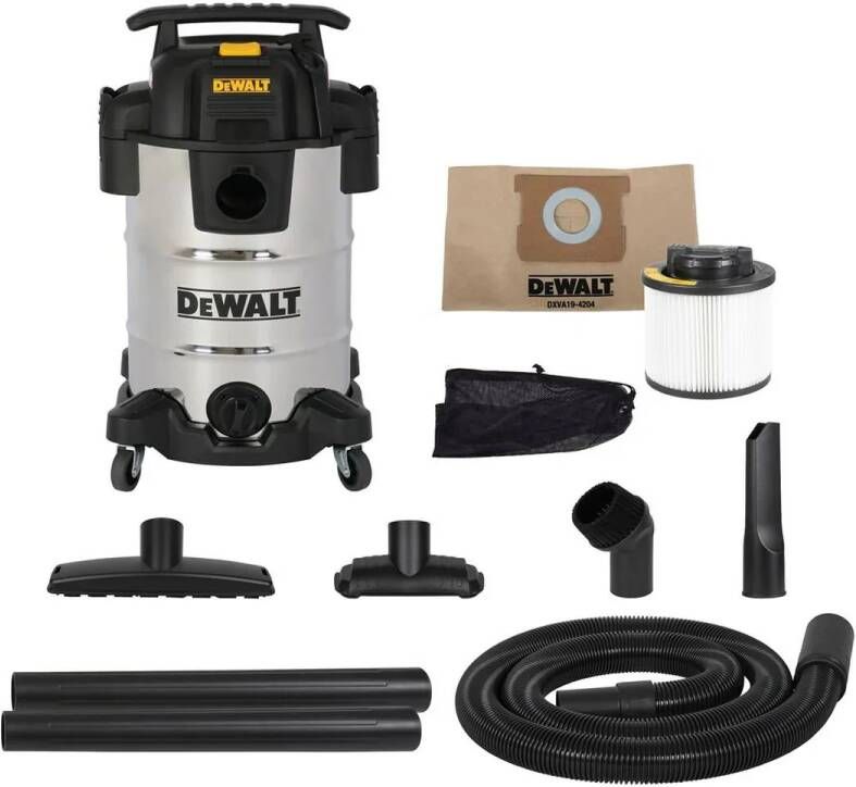 DeWalt DXV30SAPTA Stainless Steel 30L Wet Dry Vac | Nat- en Droogstofzuiger met PTA DXV30SAPTA