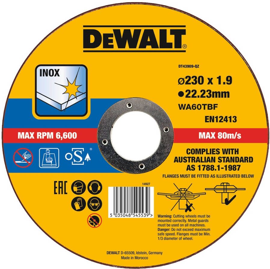 DeWalt Extreme Doorslijpschijf INOX 230 x 1.9 x 22 2mm (25 stuks) DT43909-QZ