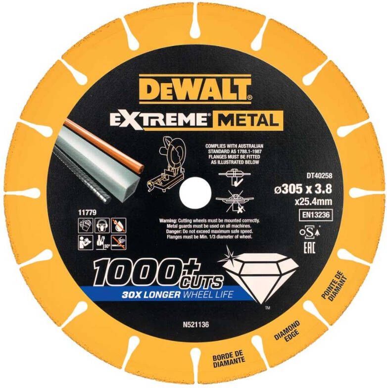 DeWalt Accessoires EXTREME METAL | Doorslijpschijf metaal | 300x(25.4 20)x3.8 mm DT40258-QZ