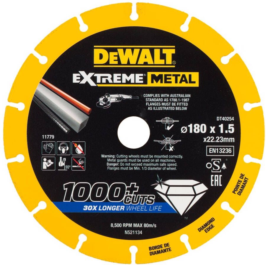 DeWalt Accessoires EXTREMEMETAL doorslijpschijf metaal 180x22.23x1.5mm DT40254-QZ