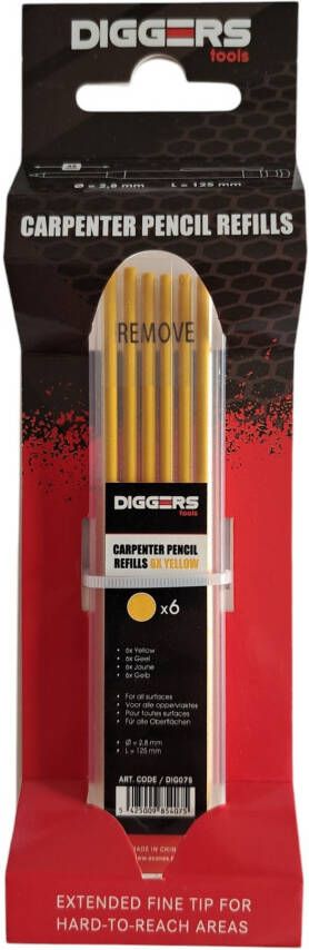 Diggers 6 Gele Navullingen Markeerpotlood DIG020