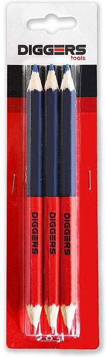 Diggers Duo Potlood | 17 6cm | Rood Blauw | 12 Stuks DIG425