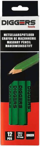 Diggers Schrijnwerkerspotlood | 24cm | Groen | 12 Stuks DIG401