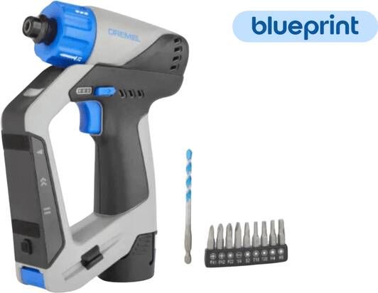 Dremel BluePrint 12V Borstelloze 3-in-1 Schroef-Boormachine DD12 | 12V 2 0Ah Accu + Snellader + 9 Schroefbits F013DD12JA