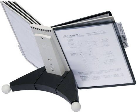 Durable Tafelstandaard | kunststof zwart grijs | 10 zichtpanelen DIN A4 | met profielframe | 1 stuk 563222