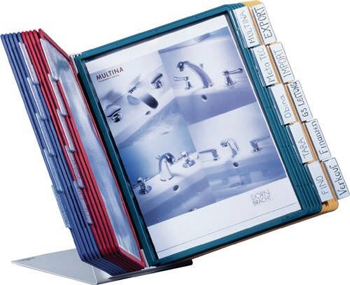Durable Tafelstandaard | staalplaat lichtgrijs RAL 7035 | 20 zichtpanelen DIN A4 | met profielframe | 1 stuk 569900