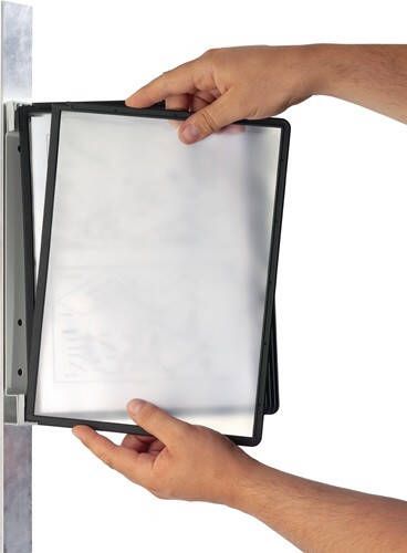 Durable Wandhouder | 5 zichtpanelen | blauw | met profielframef. | 1 stuk 591407